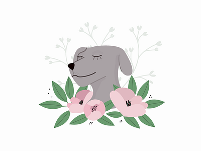 Dog's year chinesenewyear color colors dog dogyear flower graphisme happynewyear illustration newyear pink