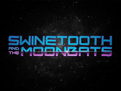 Swinetooth and the Moonbats! 80s comic comic book drop shadows eighties epic gradients lens flare logo retro throwback