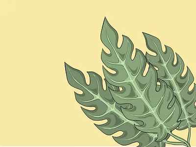 Leaves 2 green illustration leaf leaves pastel plant yellow