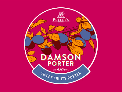 Damson Porter ale autumn beer damson berries fall illustration nature pump clip