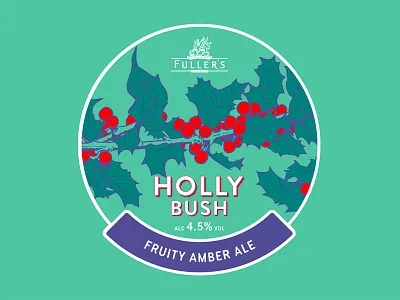 Holly Bush ale beer berries christmas holly illustration nature pump clip winter