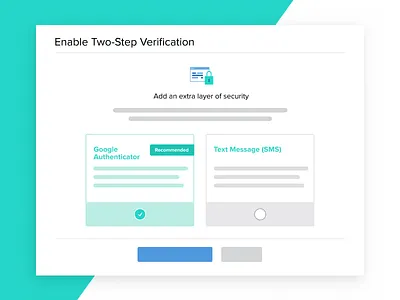 2FA Setup 2fa options radio button selection selector two factor authentication two step verification ui web