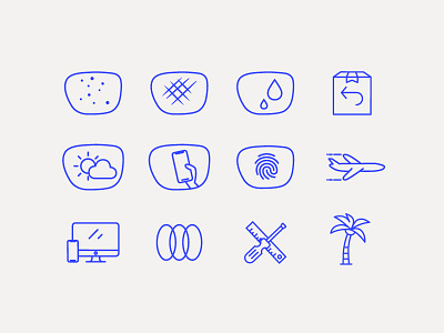 Eyewear Icons eyewear glasses icons lenses plane tree ui vector