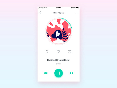 Light Music Player daily dailyui design flat girl illustration light music musicplayer player ui ux