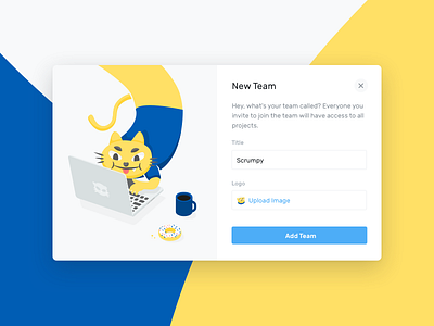 New Team Modal agile cat illustration interface management modal planning project scrum team ui ux