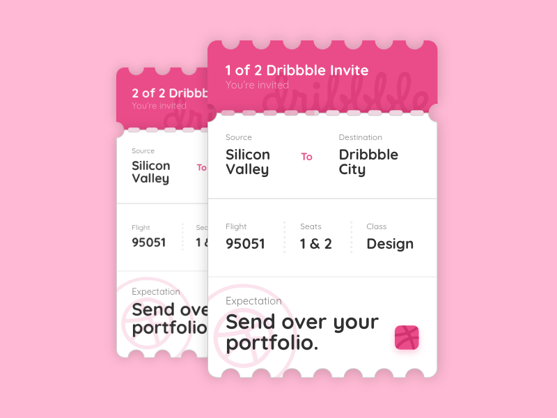 Example of 2 Dribbble Invites