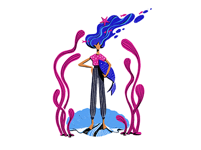 Underwater maiden fish girl illustration water