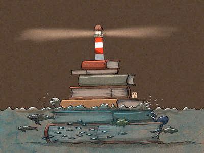 01 Lighthouse aquarell art cute decorative handdrawn illustration lighthouse melancholy mixedmedia tinyhouse watercolor
