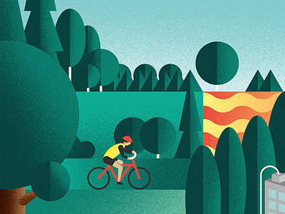 Landscape bike brush geometric grain illustration landscape nature