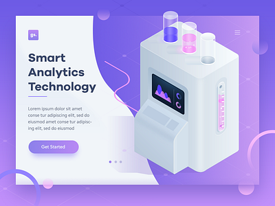 Analytics Machine analytics design illustration isometric lab landing machine page purple stats ui