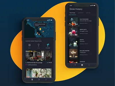 Zenbar App app clean contrast dark design drinks icon image interactive map ui ux