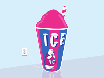 Lit! cute gif ice icee mascot polar bear red silly slushy