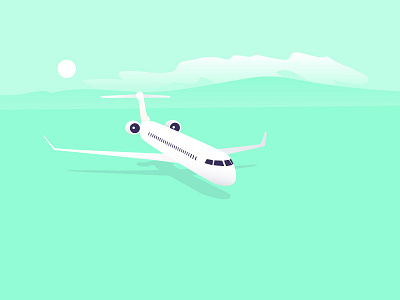 Fly airplane illustrator landscape mint