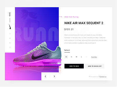 Nike Product Page clean flat minimal minimalism nike ui ux web white