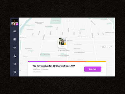 Daily UI #034: Car Interface (2) car interface daily ui dailyui dailyui034 dashboard navigation ride sharing ridesharing taxi ui ui design