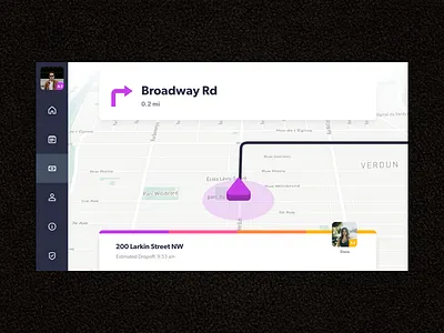 Daily UI #034: Car Interface car interface daily ui dailyui dailyui034 dashboard navigation ride sharing ridesharing taxi ui ui design