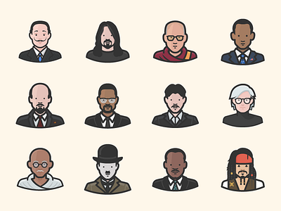 Diversity Avatars Vol. 2 avatar charlie chaplin dalai lama dave grohl gandhi johnny depp lenin malcolm x martin luther king jr obama tesla warhol dali