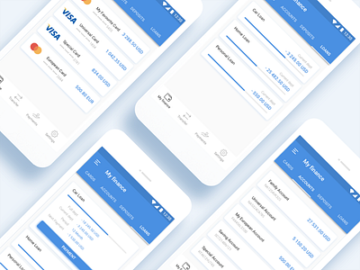 My finance - mobile banking android app bank banking card finance material mobile money profile ui ux
