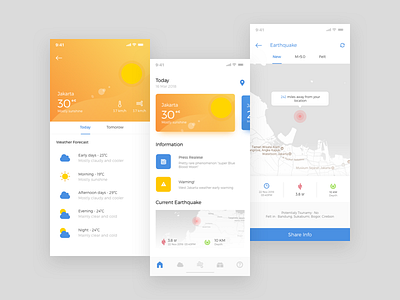 Weather App app earthquake ios mobile ui ux weather