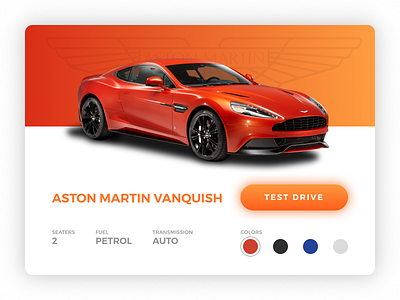 Product Card aston martin car design product card ui ux