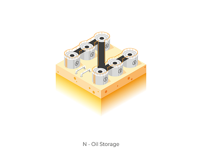 Oil Storage 3d character energy isometric isometry letter n oil storsge