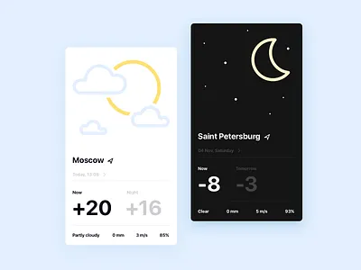Weather App app day minimalistic mobile night sun weather