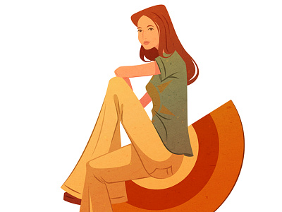 70's girl 4 bohemian boho cartoon character hippie retro style summer sun vector woman