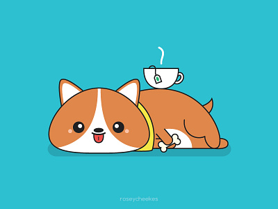 Break Time british character design cute dog food illustration vector