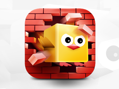 3D Iphone Icon 3d icon art bird brick broke cartoon icon ios icon iphone iphone icon ui wall