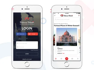 Dribbble booking app check distance app
