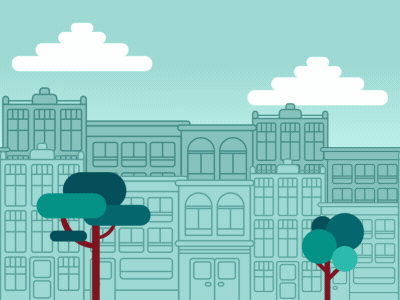 Sliding Town building illustration tree vector