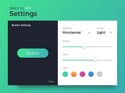 Settings button dailyui edit font settings slider ui web