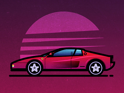 Ferrari Testarossa 1980s 80s car ferrari illustration illustrator nostalgia retro testarossa red vector vintage