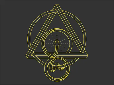 Jake Birkes Graphic Design circle esoteric gold logo magic mystic mysticism penrose snake triangle trinity