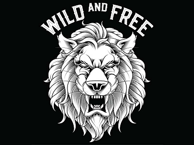 Wild and Free design t shirt illustrator lion t shirt vector wild wild and free