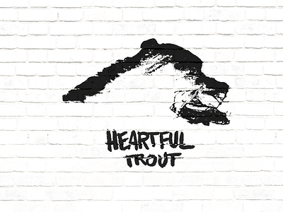 'Heartful Trout' Logo bw design distress graphic logo stencil