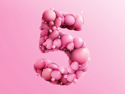 Five – Yum! 3d bubbles photoshop rendering typography