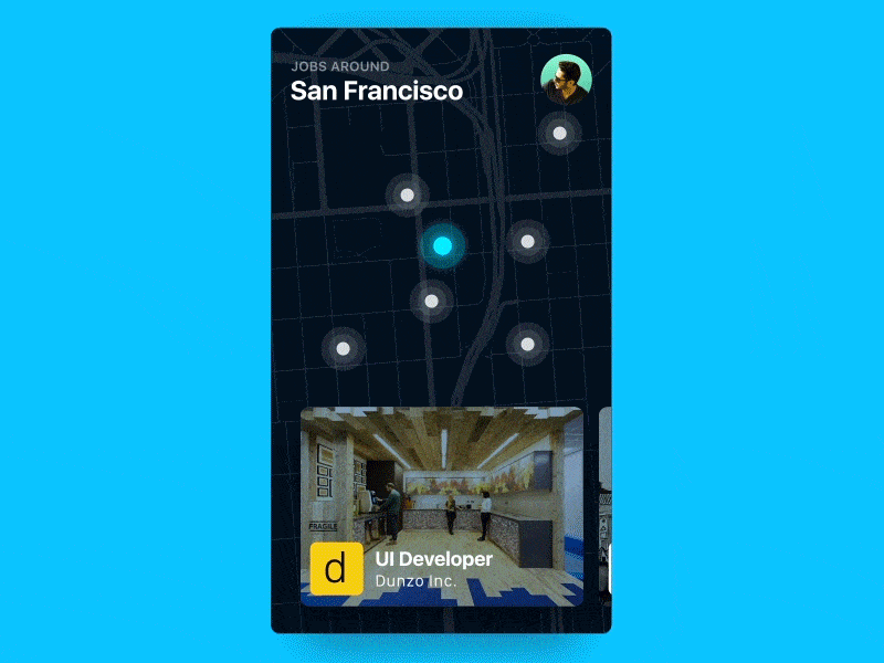 Job Search - Map View black explore gif job map map view mobile prototype search ui ux