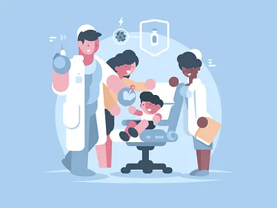 Vaccination character child flat illustration immunization kit8 medical needle patient physician vaccination vector