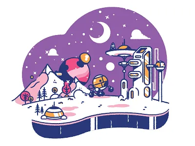 Space Camping! camping googie outline science fiction space sticker stroke