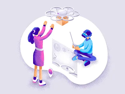 Delivery Drone delivery dmit drone glasses hexacopter isometric people reality virtual