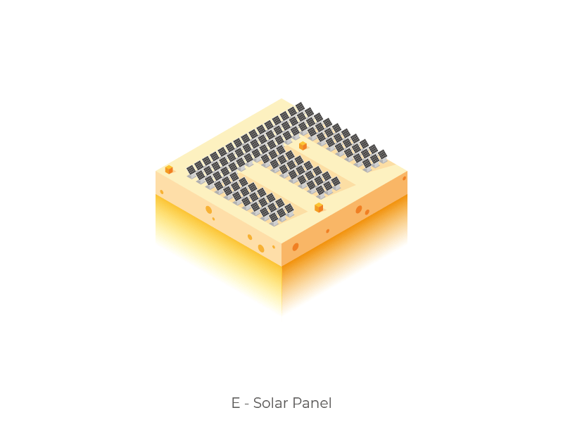 Solar Panel Station 3d animation character e energy isometric isometry letter solar panel