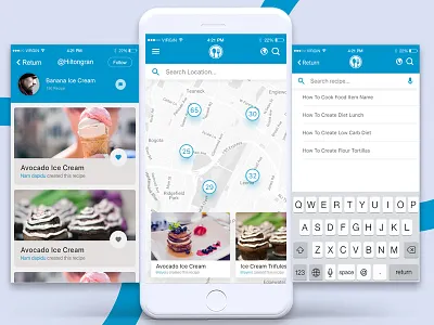 Location Find App design mobile app recipe ui ux