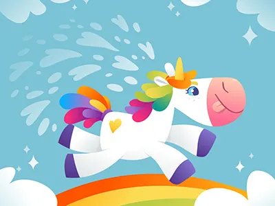 Crazy Unicorn illustration for children unicorn