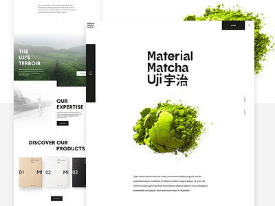 Home page - Material Matcha #1 art brand home interface landing matcha page product tea ui ux