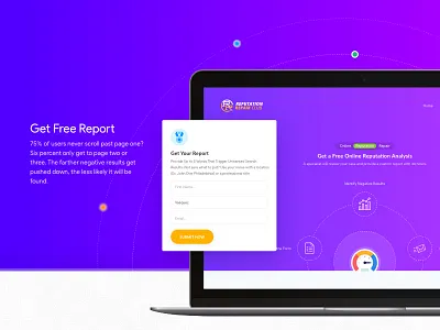 Get free report - Reputation Repair Club analytic design form gif landing page report responsive ui ux