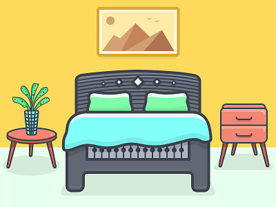 Bedroom Illustration bedroom bedroom illustration flat color illustration illustration