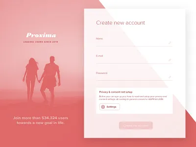 Daily UI #001 - Sign Up account consent dailyui gdpr monochrome proxima register sign up signup web
