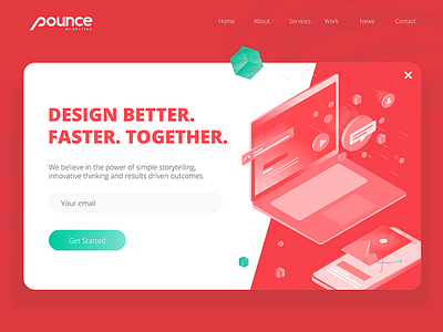 Pounce Website design illustration mobile pounce red style tiger visual website