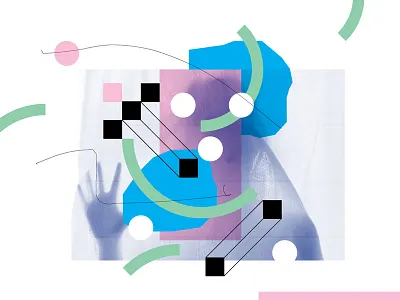 Memphis Ghost abstract collage illustration layout memphis